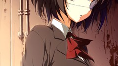 Anime red eyes anime girls school uniforms short hair misaki 