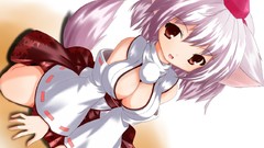 Anime red eyes anime girls short hair gray hair touhou animal 