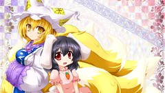 Anime red eyes anime girls short hair yellow eyes touhou black 