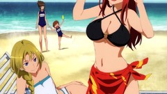 Anime red eyes Beaches blondes anime girls blue eyes braids 