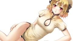 Anime red eyes blondes anime girls cleavage