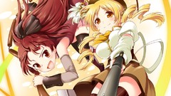 Anime red eyes blondes long hair mahou shoujo madoka magica 