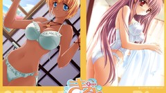 Anime red eyes blondes pink hair anime girls lingerie blue eyes 