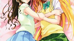 Anime red eyes blondes skirts long hair anime girls brunettes 