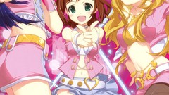 Anime red eyes blondes skirts long hair anime girls green eyes 