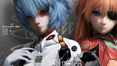 Anime red eyes blue hair blue eyes short hair asuka langley 