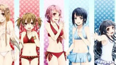 Anime red eyes blue hair pink hair long hair anime girls blue 