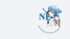 Anime red eyes blue hair short hair neon genesis evangelion 