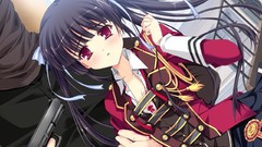 Anime red eyes bow Ribbons blush long hair anime girls bra 