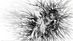 Anime red eyes grayscale
