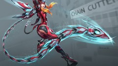 Anime red eyes long hair anime girls orange hair