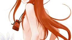 Anime red eyes long hair anime girls spice and wolf animal ears 