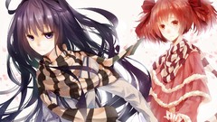 Anime red eyes pink hair long hair anime girls short hair mahou 