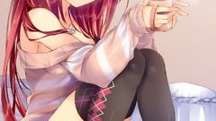 Anime red eyes Ribbons anime girls ecchi redheads soft shading 