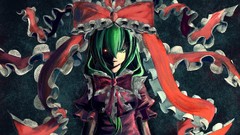Anime red eyes Ribbons anime girls green eyes green hair touhou 