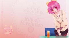 Anime red eyes Ribbons blush pink hair anime girls nakagawa 