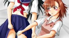 Anime red eyes schoolgirls anime girls green eyes brunettes 