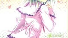 Anime red eyes skirts blush anime girls short hair green hair 