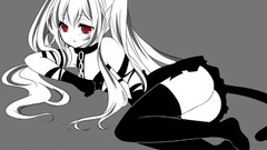 Anime red eyes skirts long hair short hair