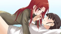 Anime red eyes smiling anime girls brown eyes brunettes strike 