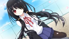 Anime red eyes stockings anime girls black hair game cg date a 