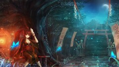 Anime redhead red eyes anime girls boobs looking at viewer