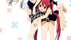Anime Ribbons anime girls gray hair nyaruko redheads twintails 