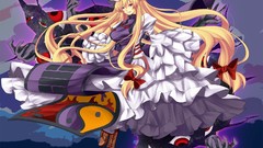 Anime Ribbons blondes long hair anime girls boots touhou yakumo 