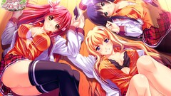 Anime Ribbons blush blue hair long hair anime girls blue eyes 