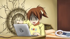 Anime Ribbons brown eyes hirasawa yui hirasawa ui upscaled