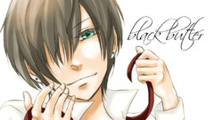 Anime Ribbons earrings green eyes brunettes kuroshitsuji ciel 