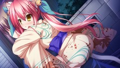 Anime Ribbons pink hair anime girls yellow eyes Japanese clothes