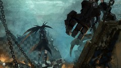 Anime ruins dress white hair coat flames chains hoodies long 