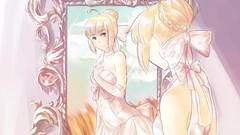 Anime saber anime girls fate stay night brides white dress 