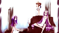 Anime saber long hair short hair fate stay night caster fate 