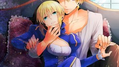 Anime saber red eyes blondes anime girls green eyes fate zero 