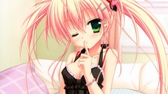 Anime sakura planets long hair wink ecchi twintails