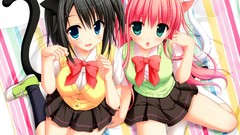 Anime sakura planets pink hair anime girls blue eyes green eyes 