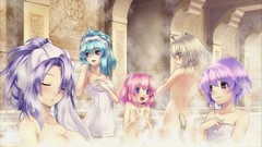 Anime Sauna anime girls purple eyes nude Record of Agarest War 