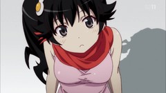 Anime scarfs anime girls brunettes bakemonogatari black hair 