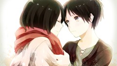 Anime scarfs anime girls closed eyes brunettes mikasa ackerman 