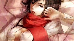 Anime scarfs anime girls short hair black hair mikasa ackerman 