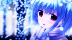 Anime scarfs blush blue hair pink eyes anime girls short hair 