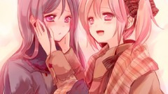 Anime scarfs pink hair anime girls mahou shoujo madoka magica 