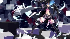 Anime scars black rock shooter black hair twintails thigh highs