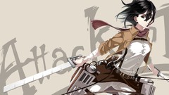 Anime scars scarfs anime girls short hair black hair mikasa 