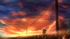 Anime scenic power lines