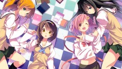 Anime school uniforms lying down