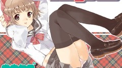 Anime schoolgirls anime girls brunettes school uniforms galge 