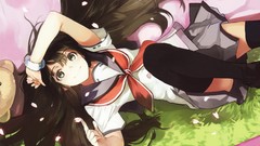 Anime schoolgirls bracelets skirts long hair anime girls 